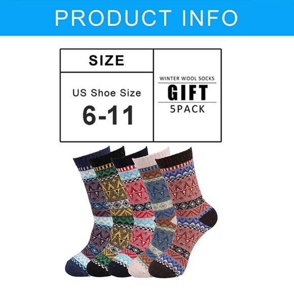 5 Pairs Men's Vintage Cony Hair Crew Socks - Picture 8 of 8